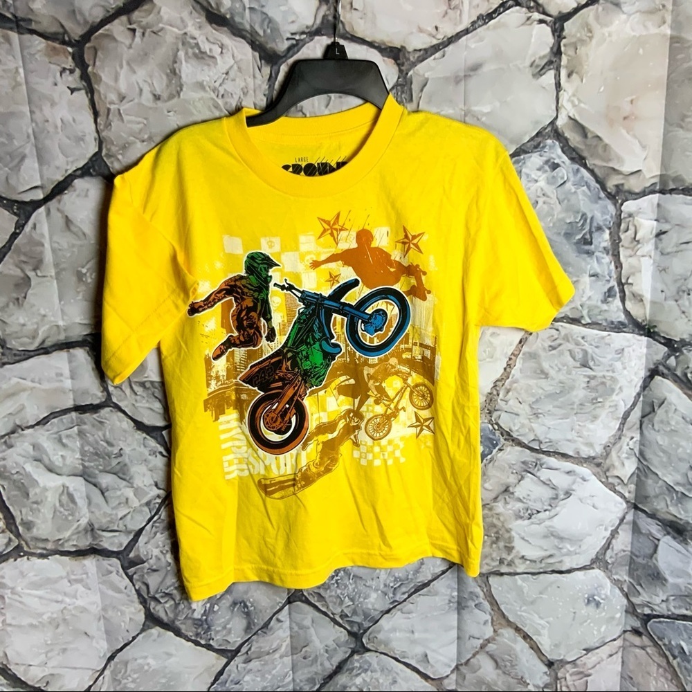 NWT Ground Level Yellow Motocross Shirt Boys L 14